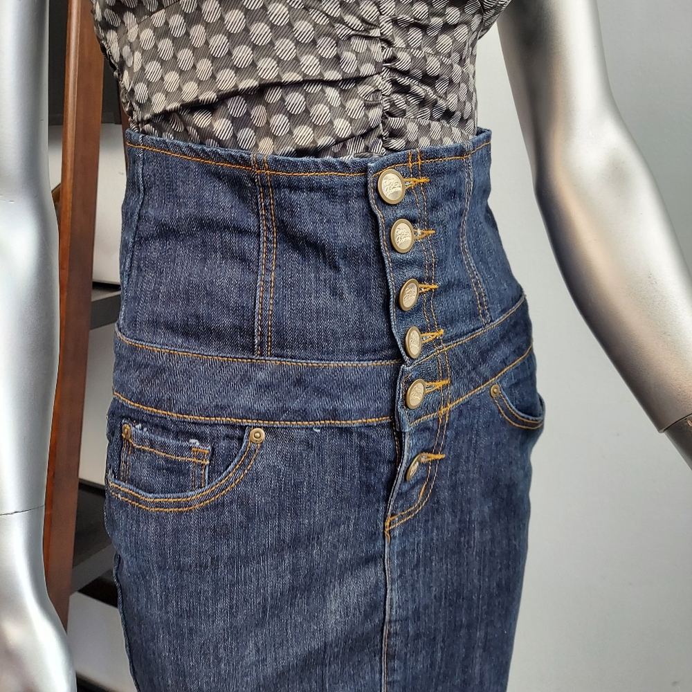 ZCO High Waisted Stretch Denim Pencil Skirt - Picture 3 of 11
